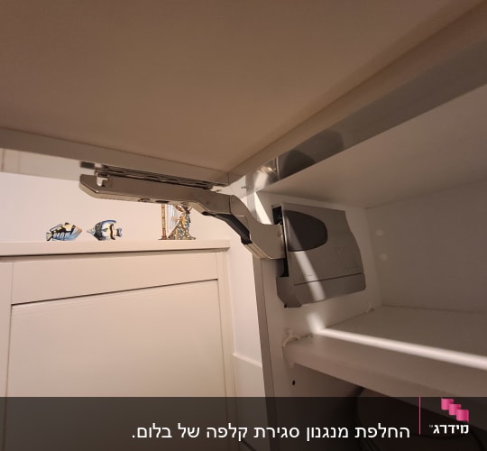 מנגנון פתיחת דלת ארון מטבח עם מדף פנימי
